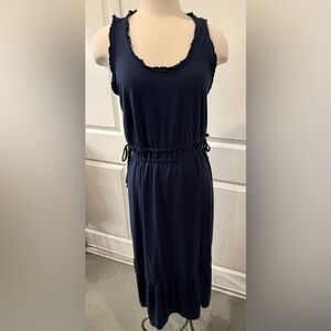 Chic Navy Midi/maxi Dress with Drawstring Waist